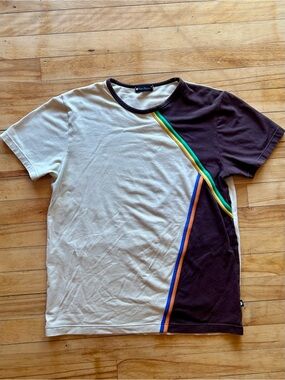 Punto Blanco Two-Tone Cream & Brown Stripe Accent Tee